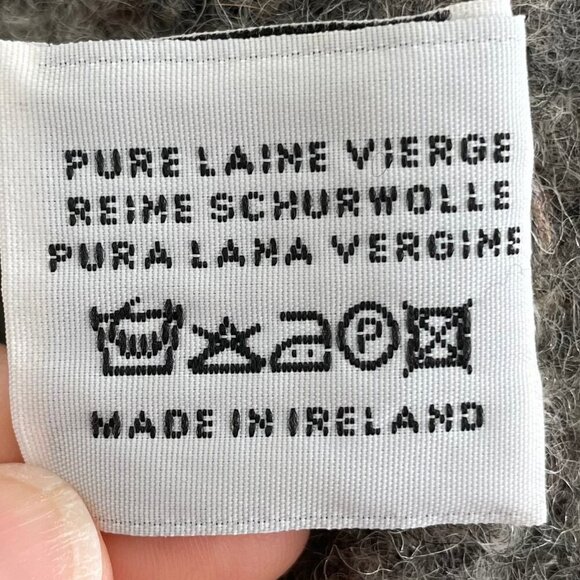 Fisherman Out Of Ireland Pure New Wool Chunky LS Pull Over Sweater Grey Brown M - Picture 9 of 12